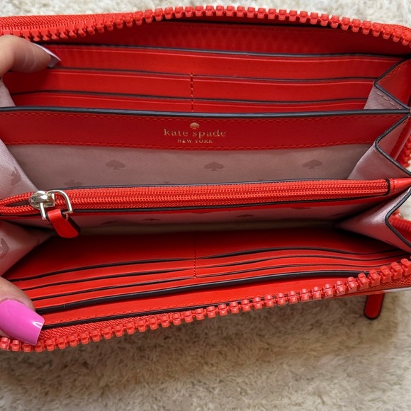 NWT Kate Spade Orange Jae Wild Blossom Large Continental Zip Around Wallet - Picture 9 of 10